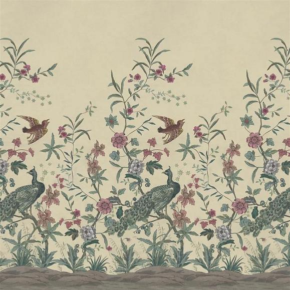 Панно John Derian PJD6013/03 Peacock Toile Scene 1 Parchment