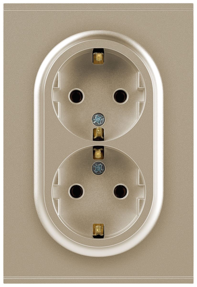 Розетка Эра Arktik 16-2104-04 двойная с заземлением 2X2P+E Schuko 16А-250В шампань Б0070447