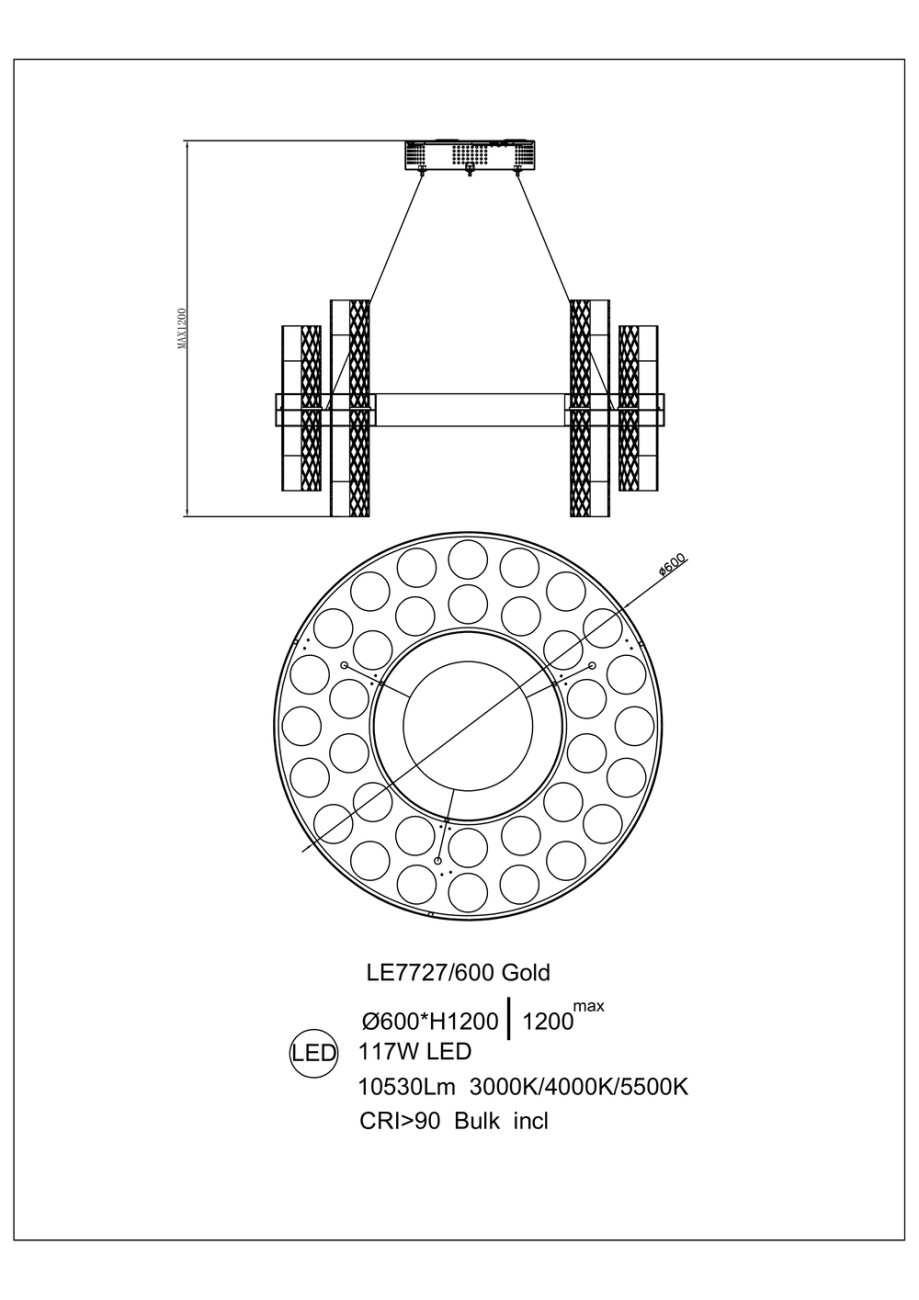 Подвесная люстра Luna LE7727/600 Gold