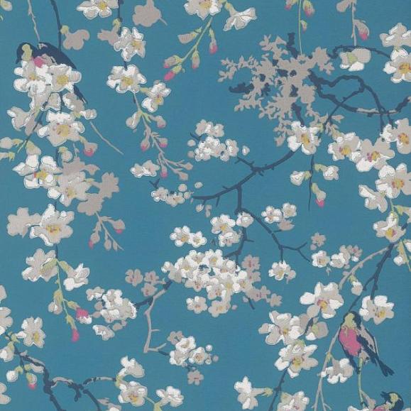 Обои Little Greene 0260MADEEPZ Massingberd Blossom Deep Blue