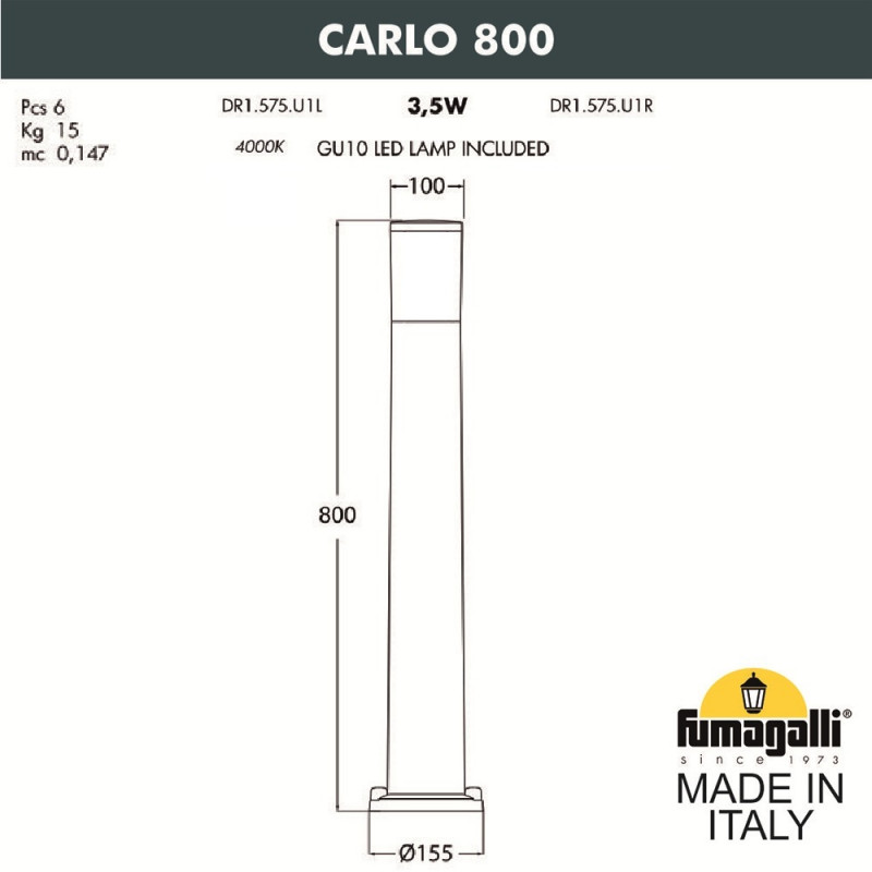 Садовый светильник Fumagalli DR1.575.000.AXU1L