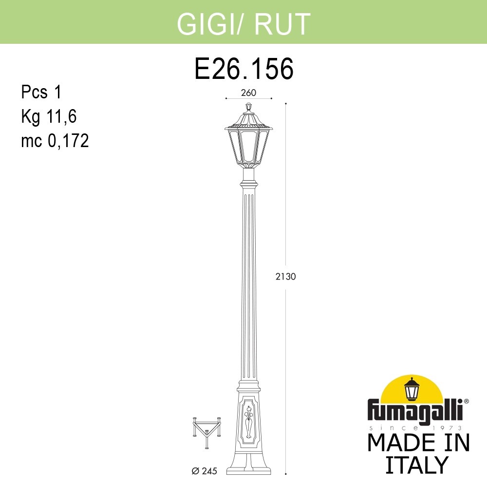 Садово-парковый светильник Fumagalli GIGI/RUT E26.156.000.WYE27