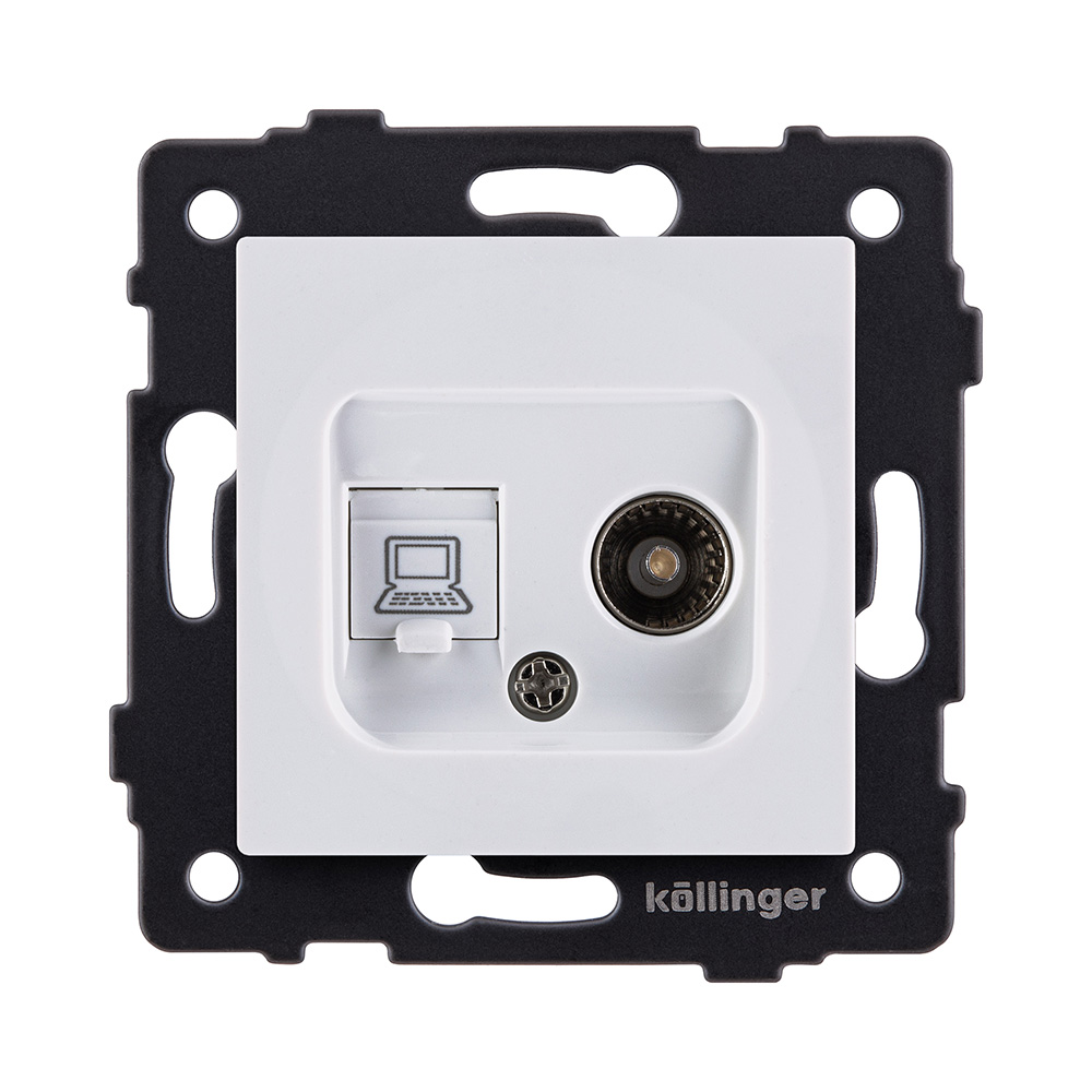 Розетка двойная TV (мама) + RJ45 Cat.6, белый Kollinger REA-012WH для Aspekt, Eleganz, Reflex