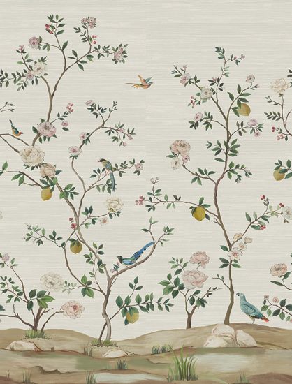 Панно Jaima Brown DB11608M Blossom Chinoiserie Silver Grassclot