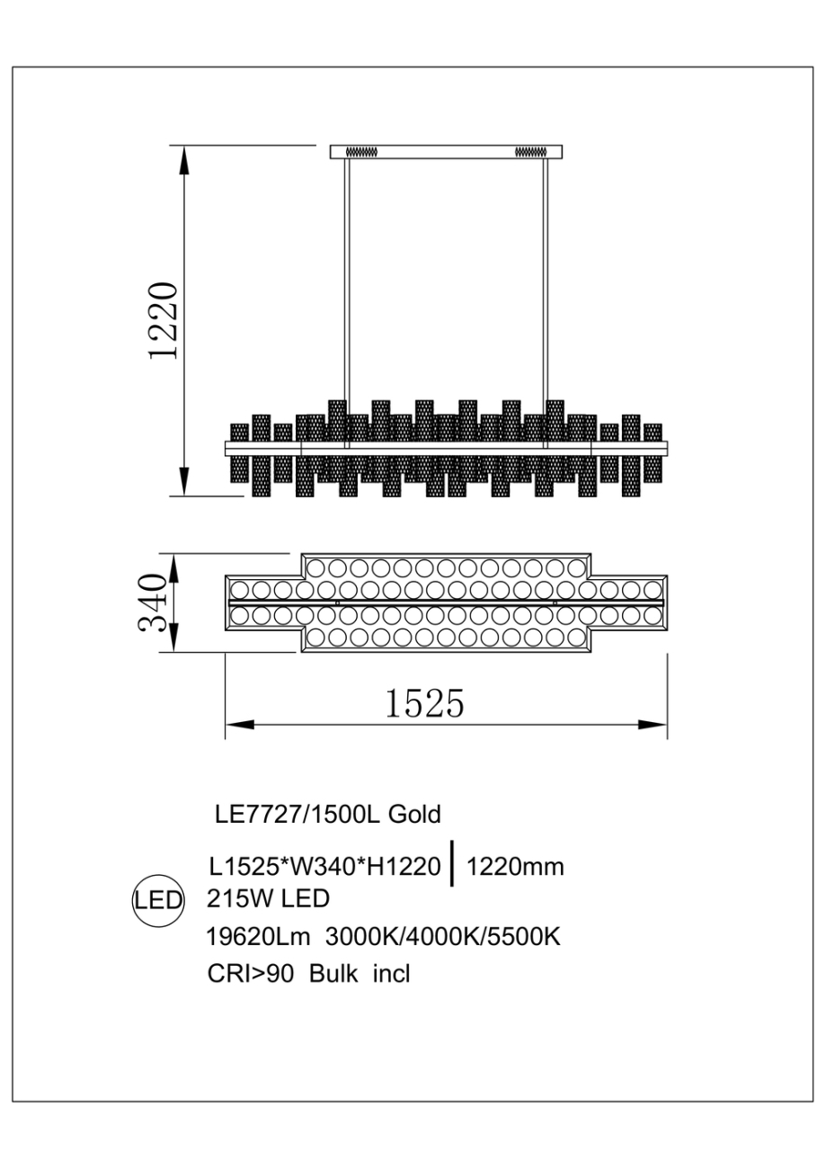 Подвесная люстра Luna LE7727/1500L Gold