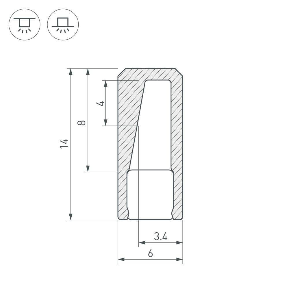 Профиль с экраном Arlight ALU-NANO-6-2000 ANOD+SILICONE 021940
