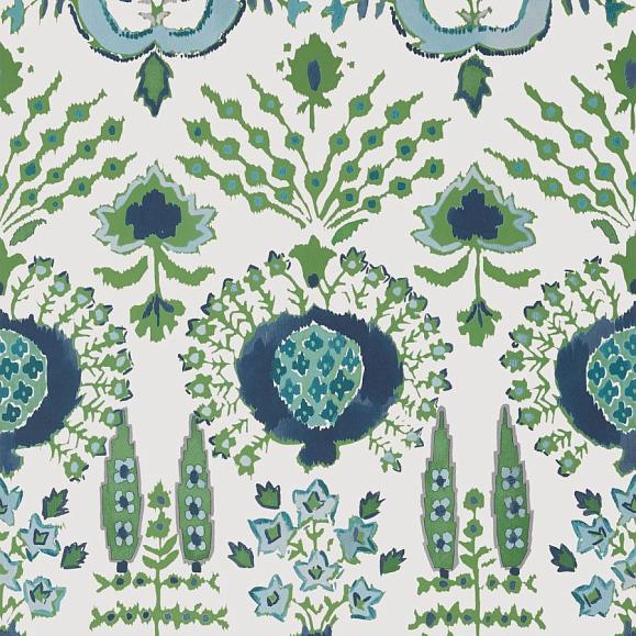 Обои Thibaut T16240 Mendoza Blue and Green on White