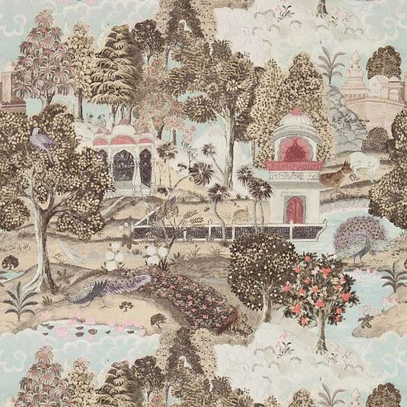 Обои Zoffany 311742 Peacock Garden Linen/Silver