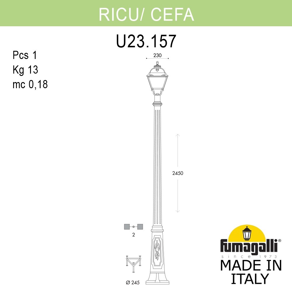 Садово-парковый светильник Fumagalli RICU/CEFA U23.157.000.AYE27