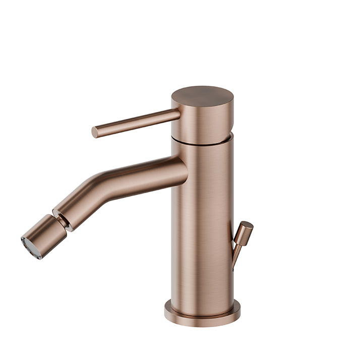 Newform X-STEEL 316 Смеситель для биде на 1 отв., с донным клапаном, излив 13.4см.,цвет: PVD Brushed copper bronze