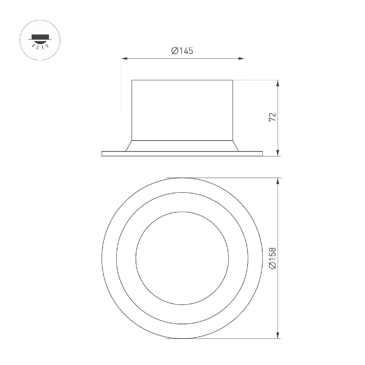 Встраиваемый светильник Arlight MS-DROP-BUILT-R158-30W Day4000 (WH, 90 deg, 230V) 040342