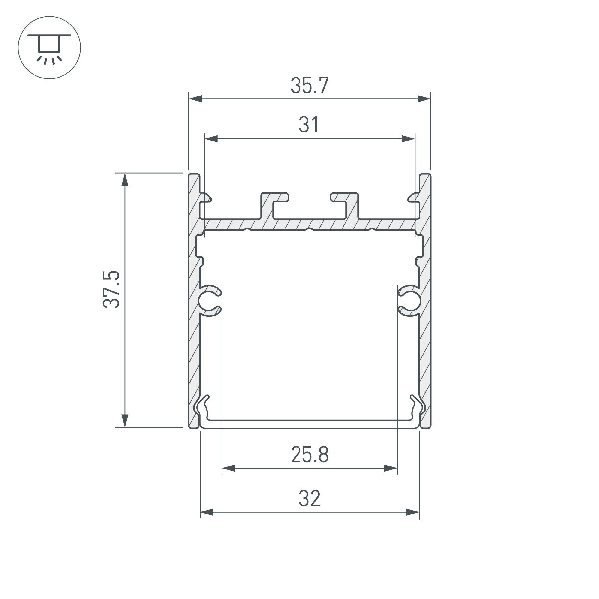 Алюминиевый профиль Arlight SL-LINE-3638-LW-3000 ANOD 043973