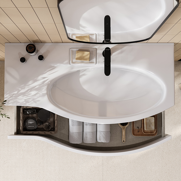 Kerama Marazzi Riva Тумба подвесная 100см, правая, с раковиной, цвет: белый матовый