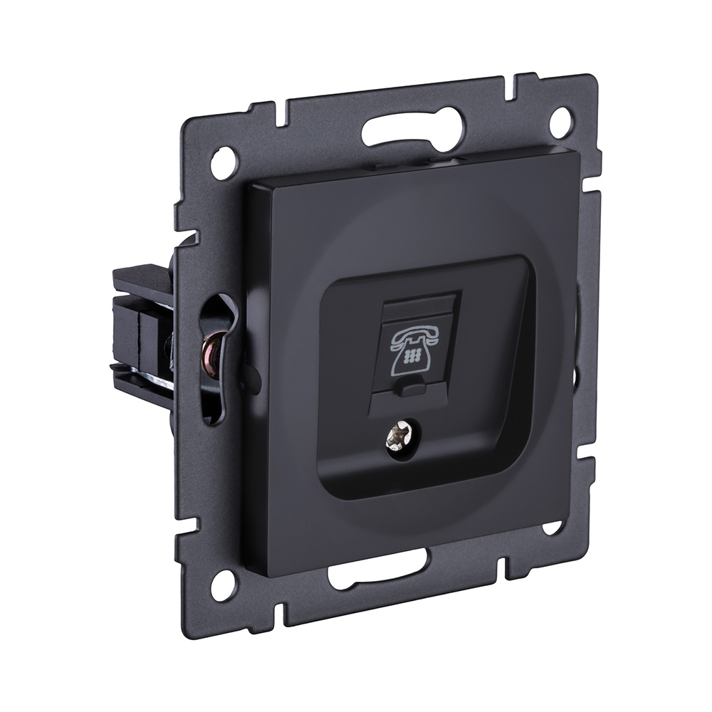 Розетка телефонная RJ11, черный матовый Kollinger REA-009BM для Aspekt, Eleganz, Reflex