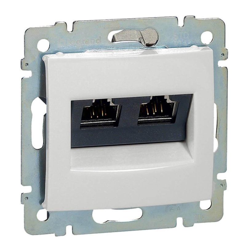 Розетка компьютерная 2хRJ45 Legrand Valena 6 кат STP на винтах белая 774245