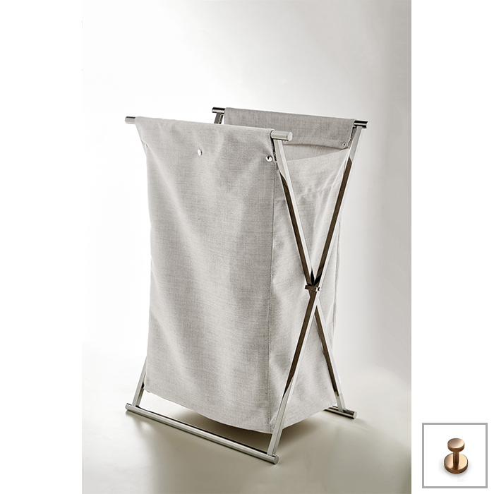 3SC Double Face Корзина для белья 50х80х36см., раскладная, цвет: белый хлопок/Warm Brushed Bronze PVD