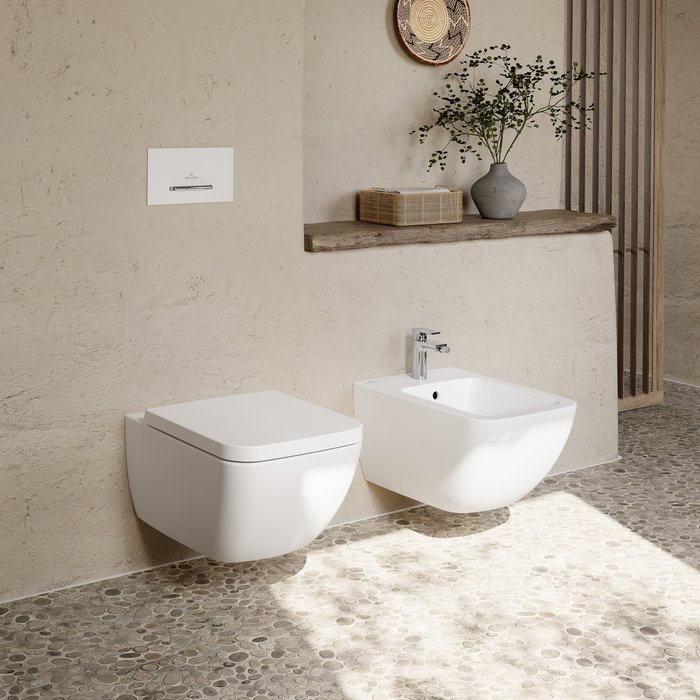 Villeroy&Boch Venticello Биде подвесное 375*560*285, с 1 отв. под смеситель, CeramicPlus, цвет альпийский белый