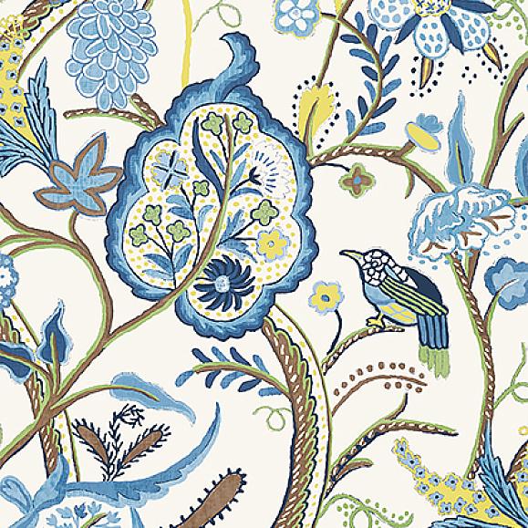 Обои Thibaut T14300 Windsor Blue and Yellow