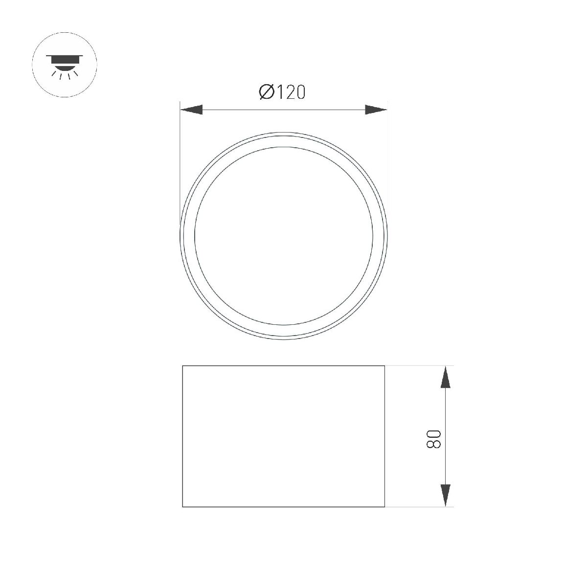 Накладной светильник Arlight SP-BISCOTTO-R120-12W Warm3300-MIX (BK, 80 deg, 230V) 055010