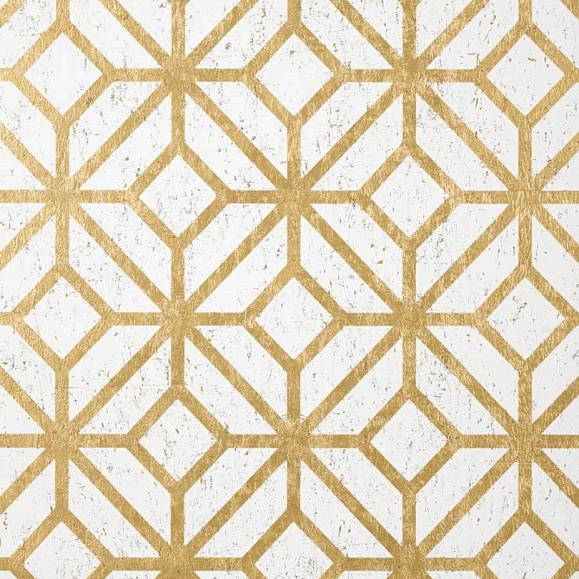 Обои Thibaut T10411 Mamora Trellis Cork White on Metallic Gold