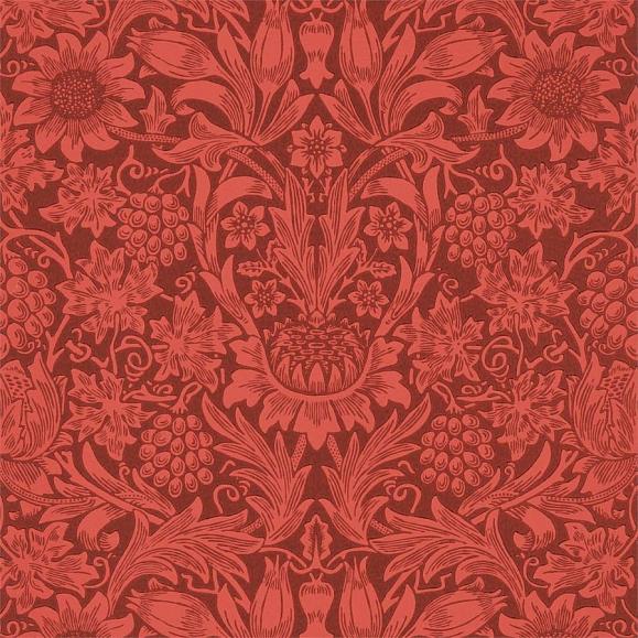 Обои Morris 216960 Sunflower Chocolate/Red