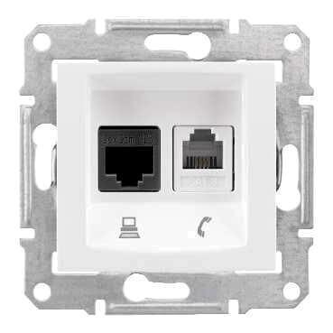 Розетка телефонная RJ-11 и Ethernet RJ-45 Schneider Electric Sedna UTP SDN5200121