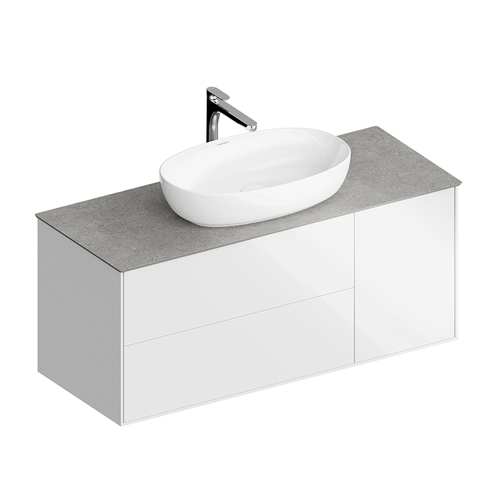 Kerama Marazzi PLAZA Modern Тумба подвесная 120x48см, 3 ящика, цвет: белый / дуб виченце