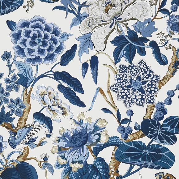 Обои Thibaut T13659 Hill Garden Blue and White