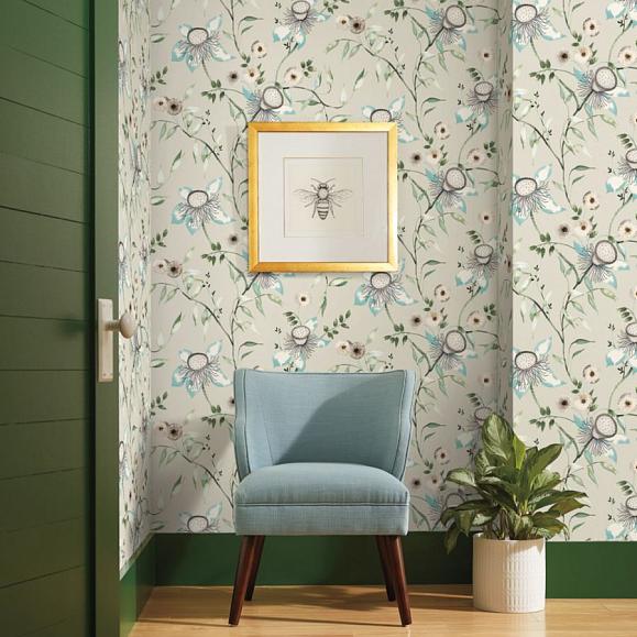 Обои York BL1794 Dream Blossom Taupe/Aqua
