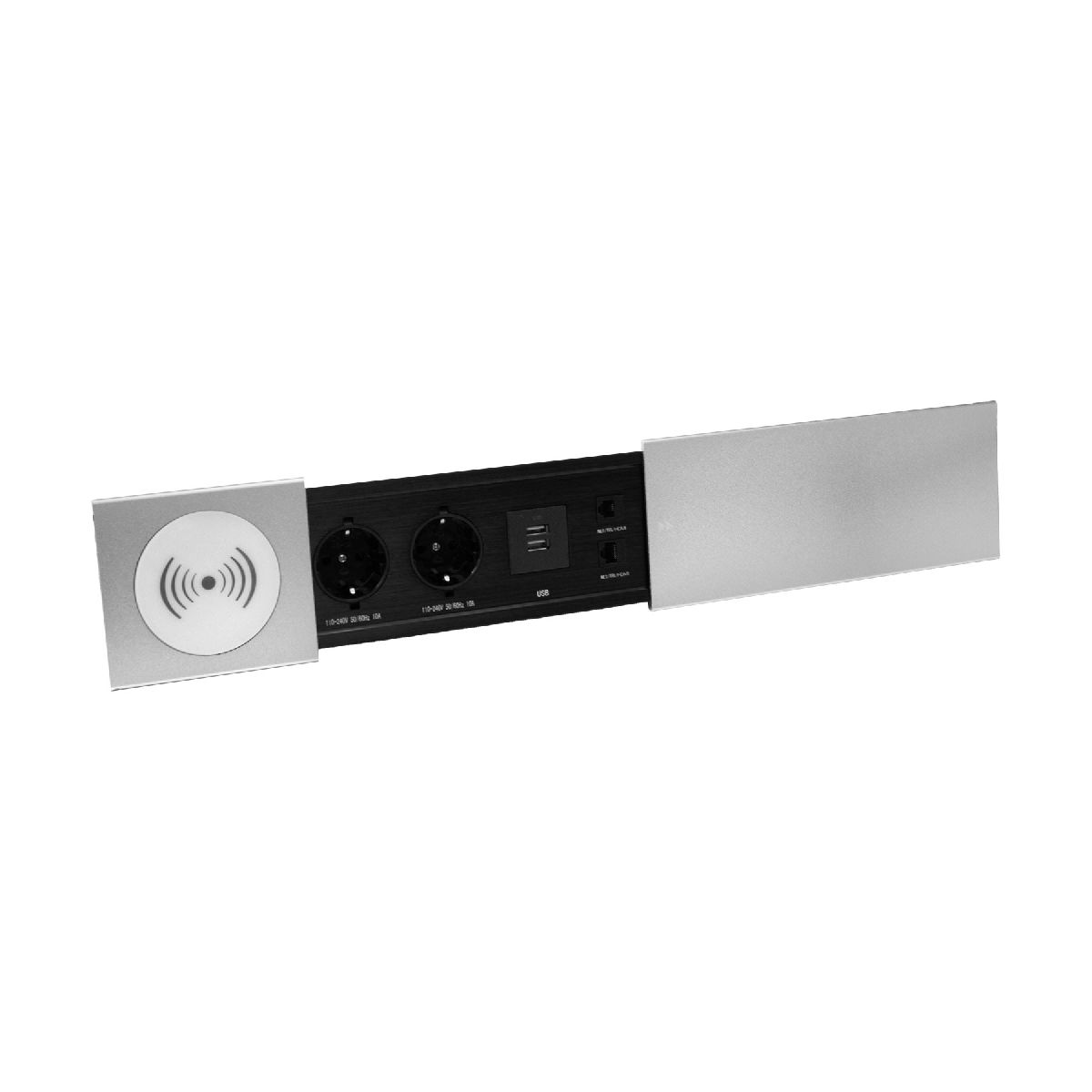Блок розеток JX (Slide Top) (2 секции RJ-45 + 2 USB беспр.зарядка с кабелем питания) Mebax 00-00002892