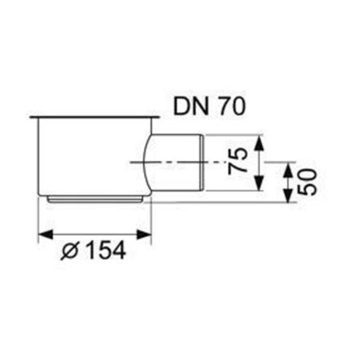 TECE drainline, сифон, 1,2 л/c, DN 70, выход вбок, высота монтажа от нижнего края сифона до верхнего края слива – 148 мм.