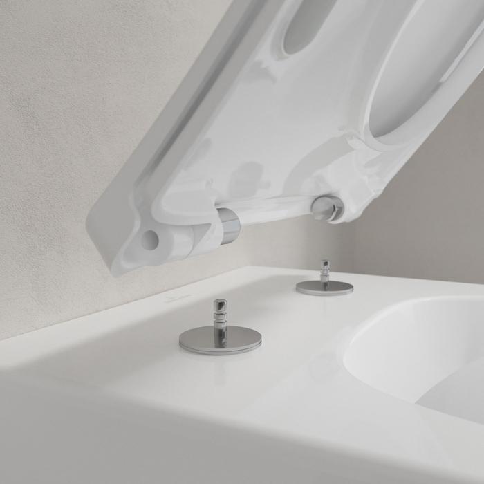 Villeroy&Boch Venticello Унитаз подвесной 37.5х56х33см., безободковый, в комплекте сиденье SlimSeat Line c микролифтом, CeramicPlus, цвет: альпийский белый