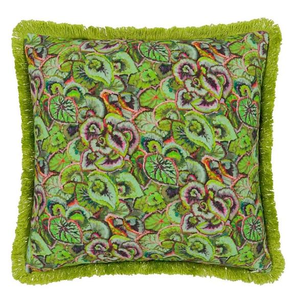 Подушка CCDG1586, Leaf Glaze Embroidered Cotton, Emerald, Designers Guild 50 x 50см