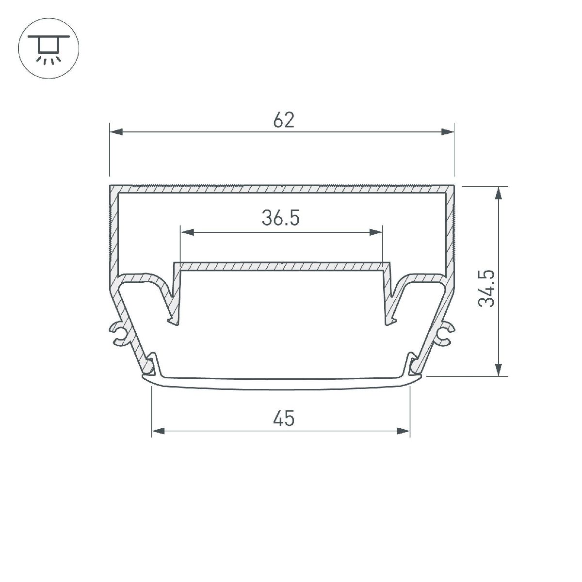 Профиль Arlight STRETCH-S-50-CEIL-CENTER-2000 (GAMMA50) 040700