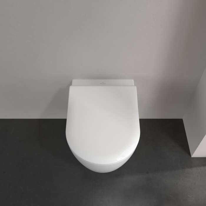 Villeroy&Boch Avento Сиденье для унитаза, с микролифтом, тонкое, цвет: белый/нержавеющая сталь