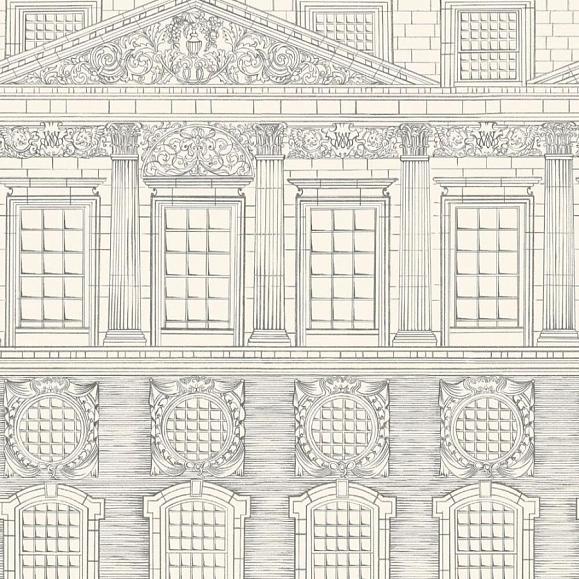 Обои Cole & Son 118/15035 Wren Architecture Chalk on Charcoal