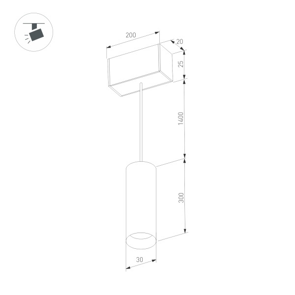 Трековый светильник для магнитного шинопровода Arlight Mag-Spot-Hang-25-R30-5W Warm3000 034244