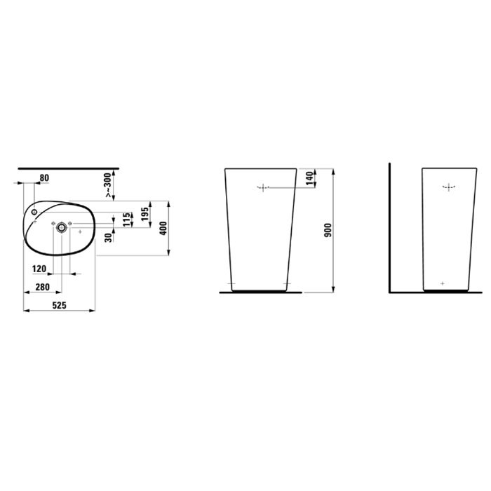 Laufen Palomba Раковина 52.5х40х90 см, 1 отв., сифон, цвет: белый