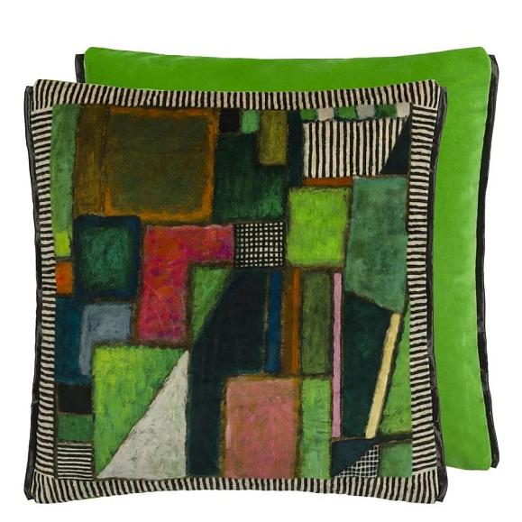 Подушка CCDG1578, Raku Patchwork Velvet, Emerald, Designers Guild 50 x 50см