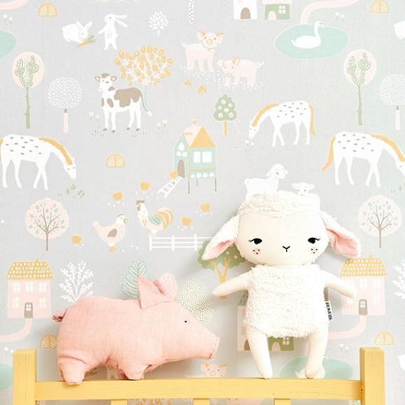 Обои Majvillan 127-01 My Farm Soft Grey