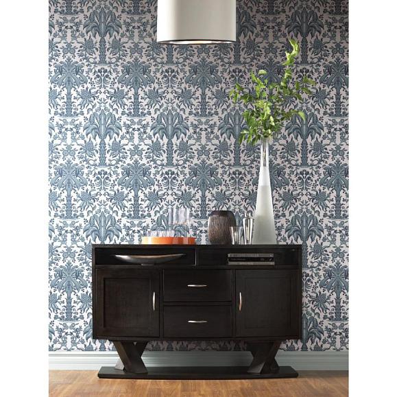 Обои York DM5012 Palmetto Palm Damask Blue