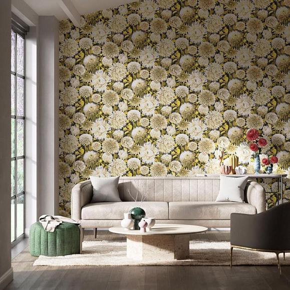 Обои Harlequin 112846 Dahlia Fig Blossom/Nectar/Black Earth
