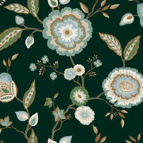 Обои York GO8236 Dahlia Blooms Forest/Seafoam
