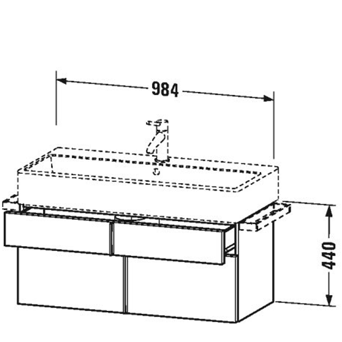 Duravit VA Тумба подвесная 98.4x43.1х44.1см., с раковиной, 1 выдв.ящик, цвет: черный