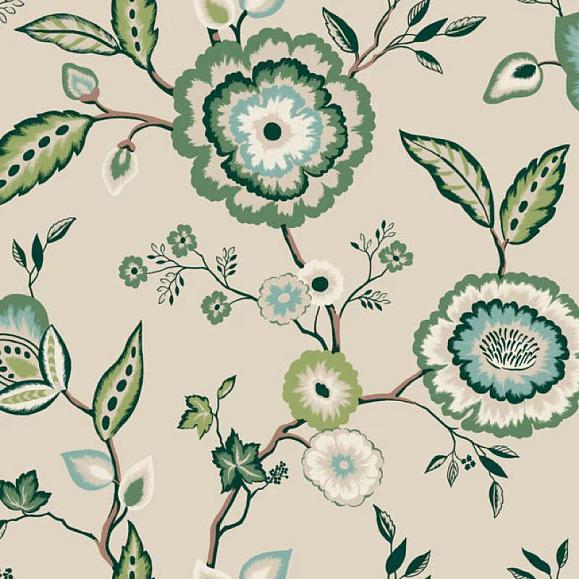 Обои York GO8233 Dahlia Blooms Linen/Jade