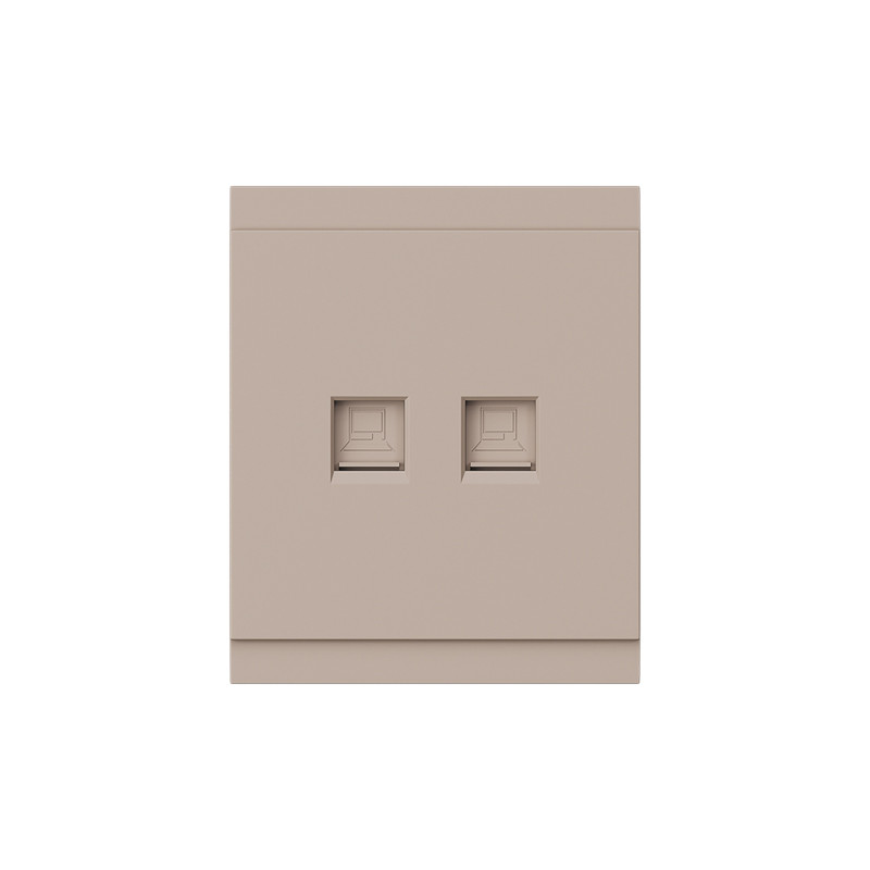 Розетка SETE компьютерная двойная RJ45+RJ45 кат6 с/у кашемир IP20/IP44 KRANZ KR-79-0724-2