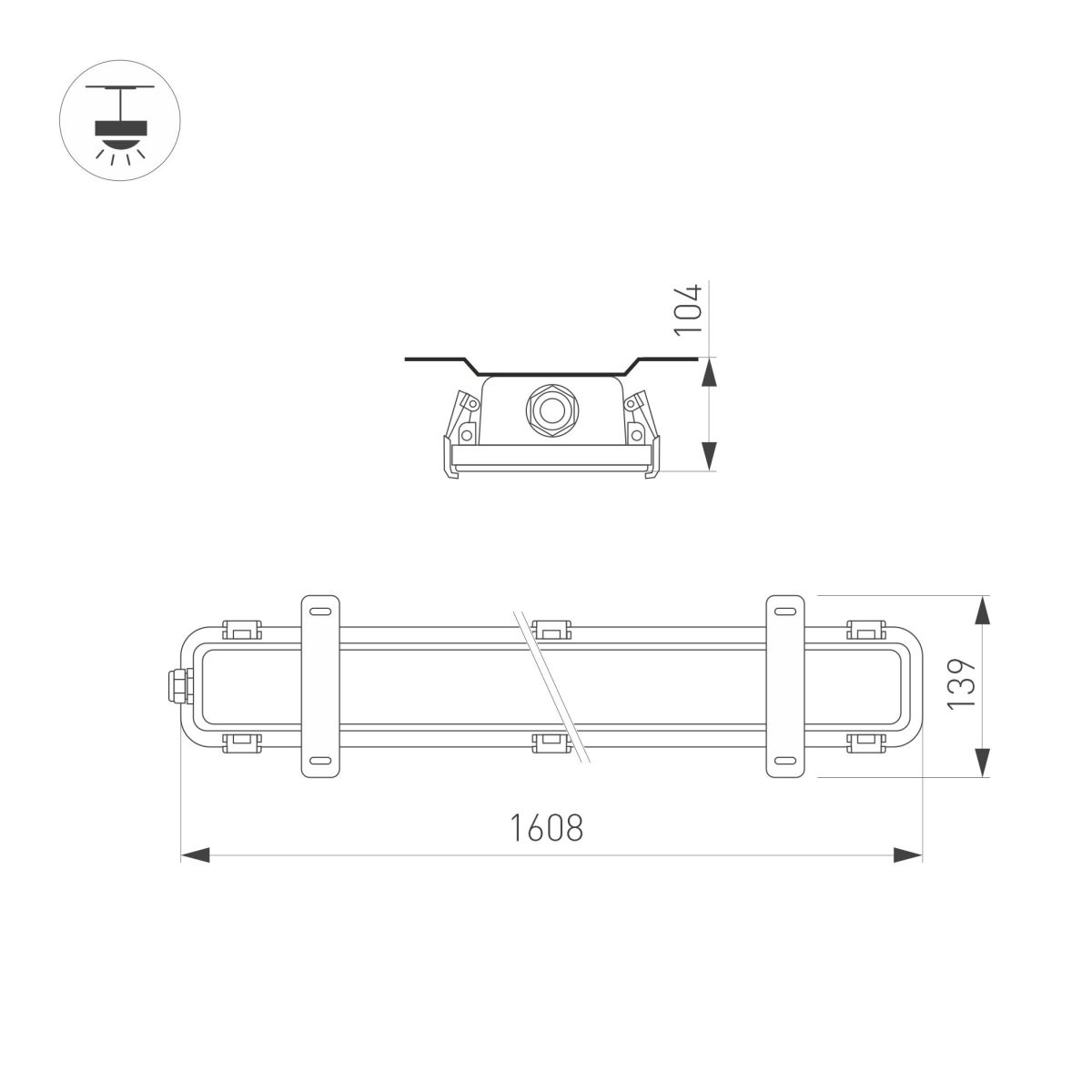 Влагозащищенный линейный светильник Arlight SP-KATANO-L1600-60W Day4000 (SL, 100 deg, 230V) (IP65 Металл) 060780
