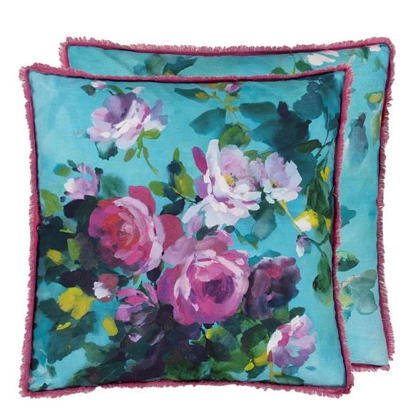 Подушка CCDG1457, Bouquet De Roses, Turquoise, Designers Guild 50 x 50см