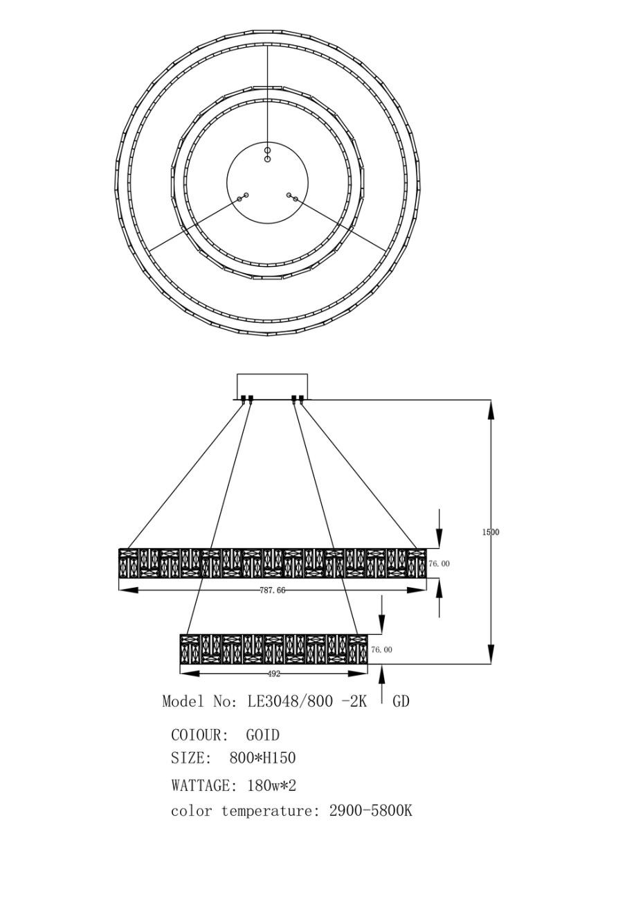 Подвесная люстра Afina LE3048/800-2K GD