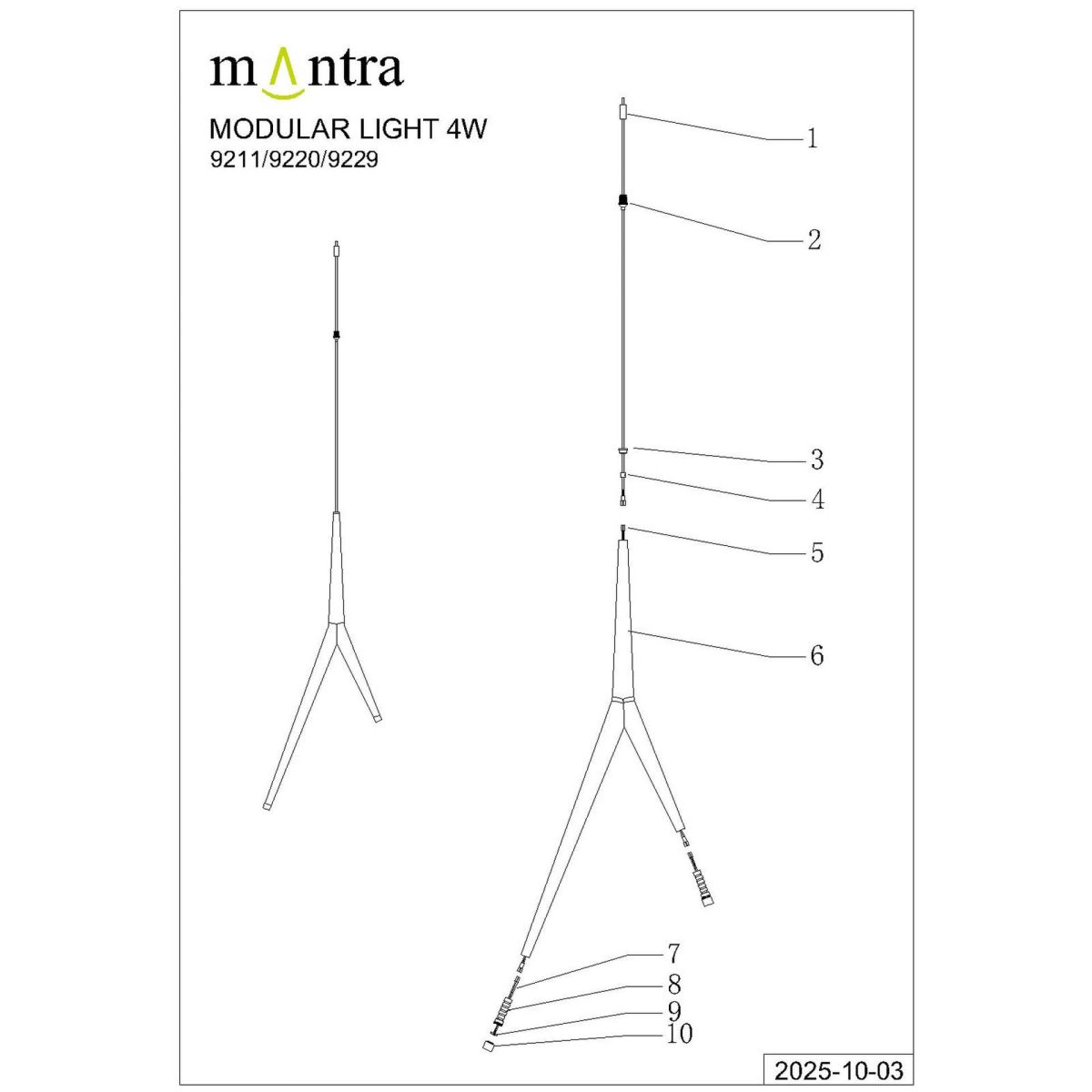Подвесная люстра Mantra Arrecife 9362+9211 (5L)